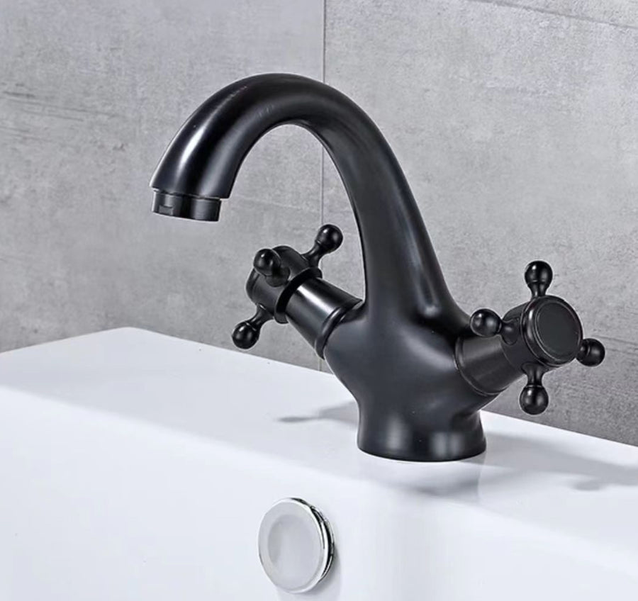 ROBINET DE LAVABO SUR PLAGE EN LAITON NOIR COLLECTION CEPHISE