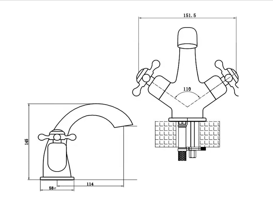 ROBINET DE LAVABO SUR PLAGE EN LAITON NOIR COLLECTION CEPHISE