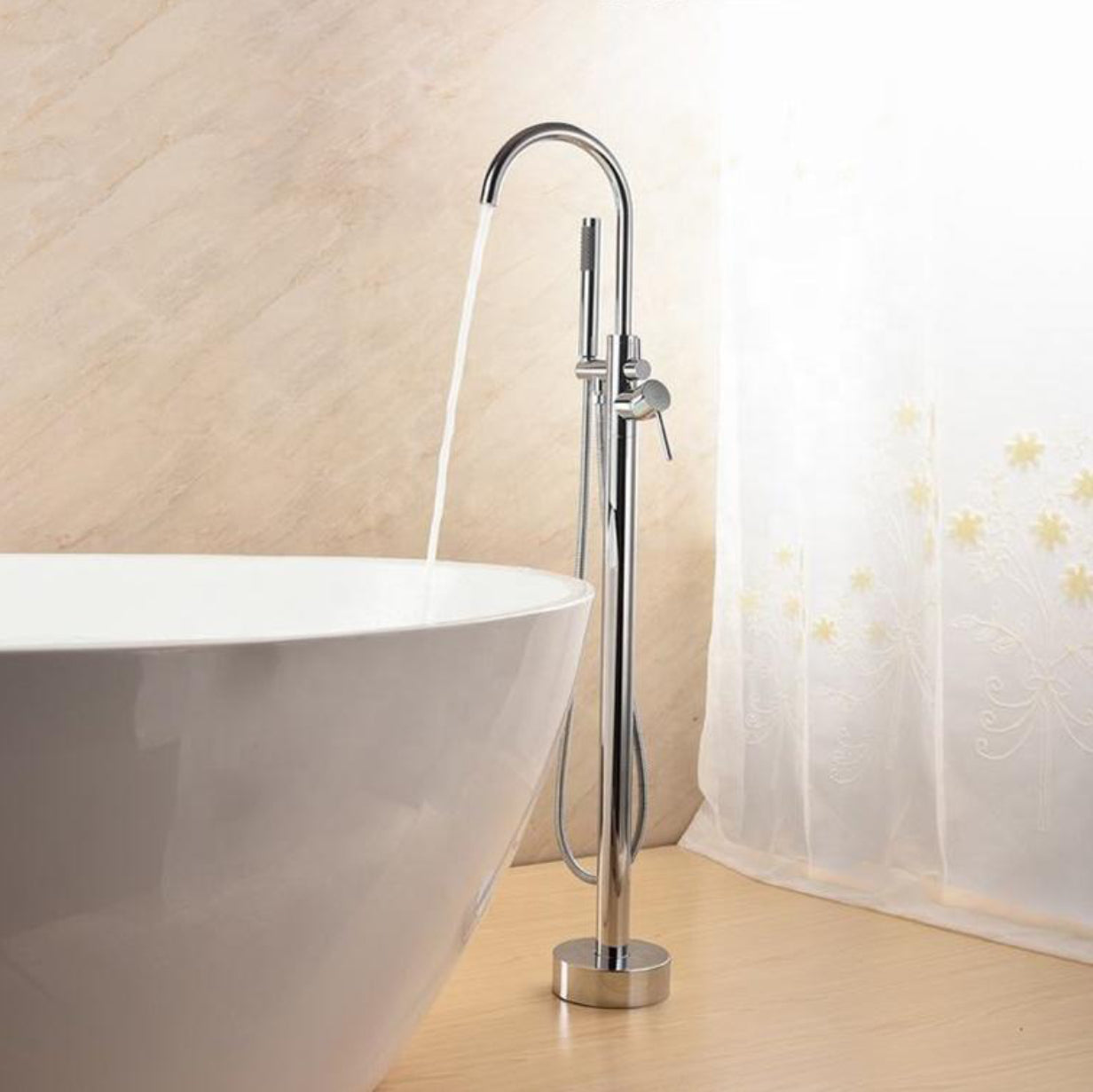 Robinet de baignoire au sol 007 chromé collection Erymanthe
