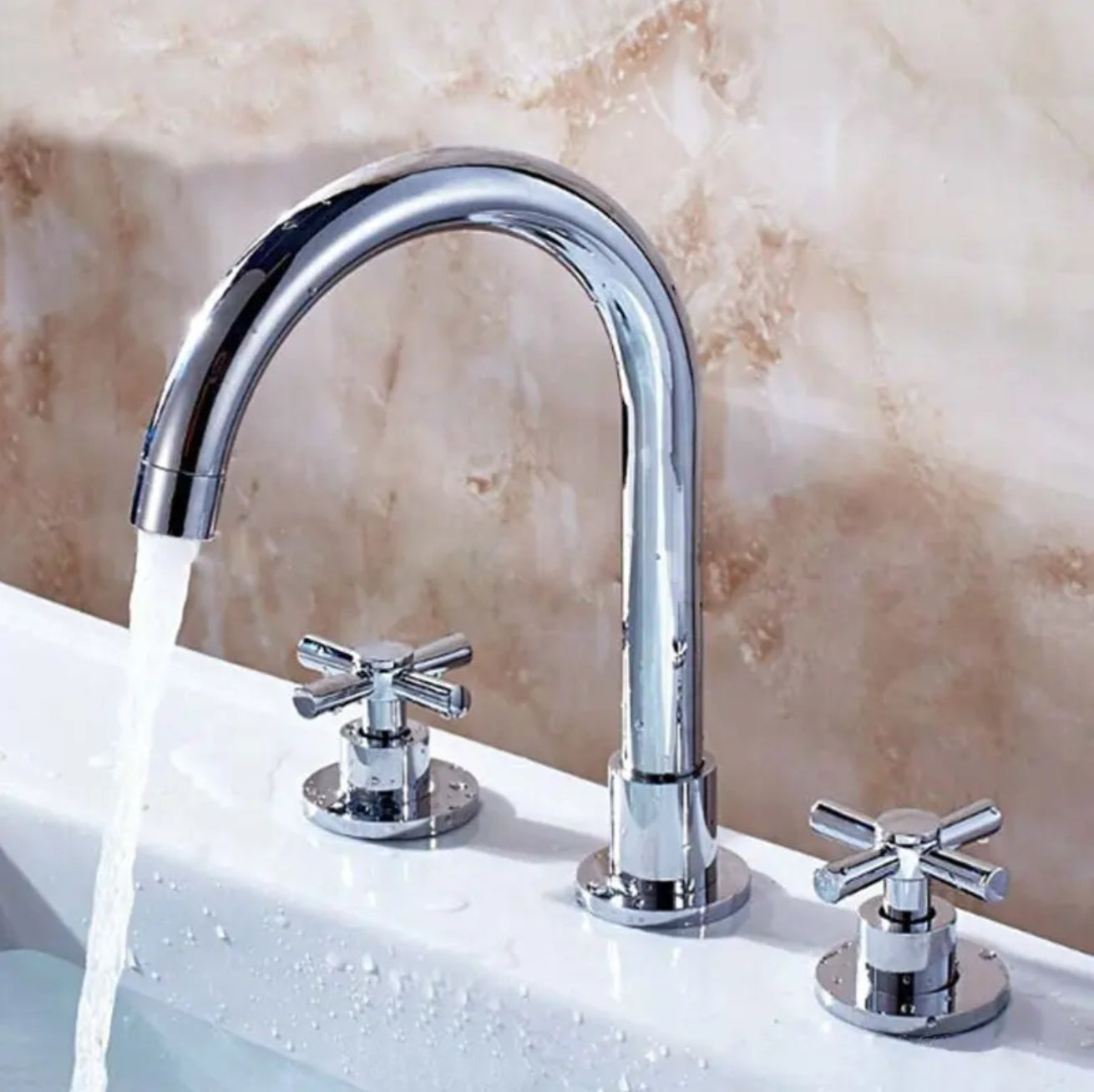 Grifo para lavabo de repisa B0625-1 en latón cromado de la colección Erymanthe