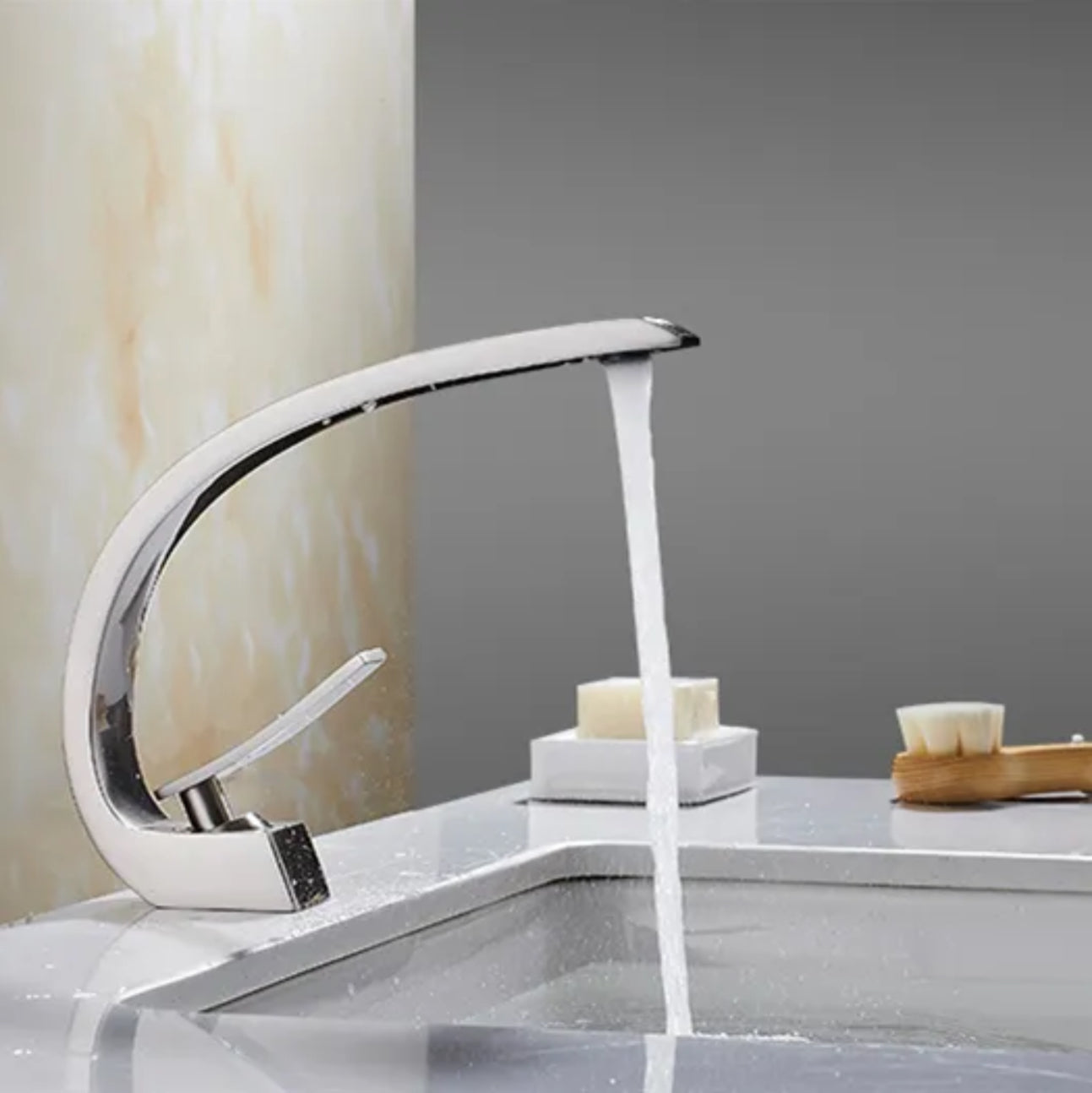 ROBINET DE LAVABO SUR PLAGE EN LAITON NICKEL BROSSÉ COLLECTION EAS