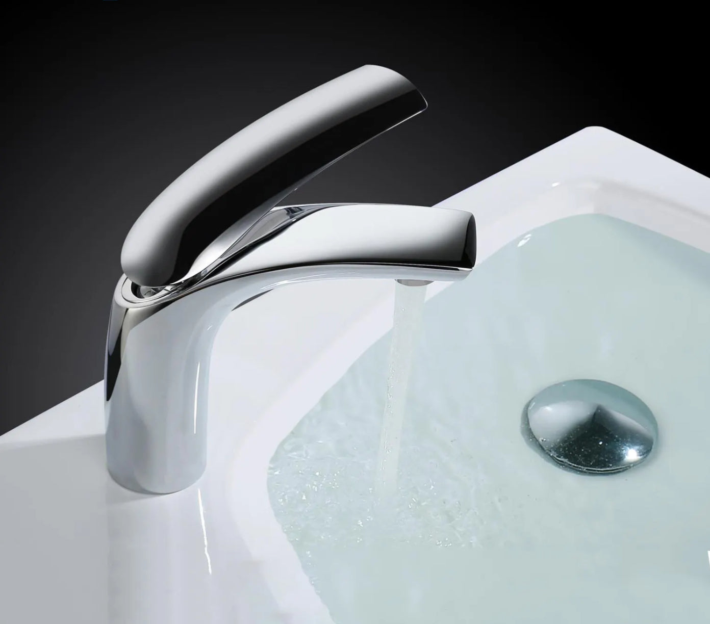 Grifo para lavabo de repisa B0625-3 en latón cromado de la colección Erymanthe