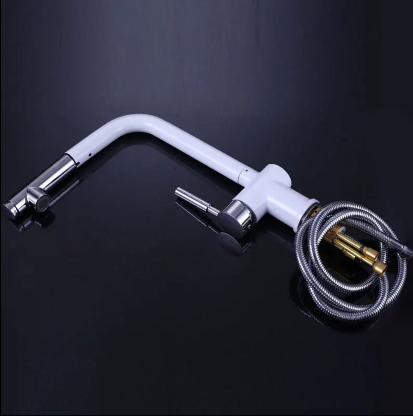 Kitchen faucet 0014 in white and chrome brass Argolide collection