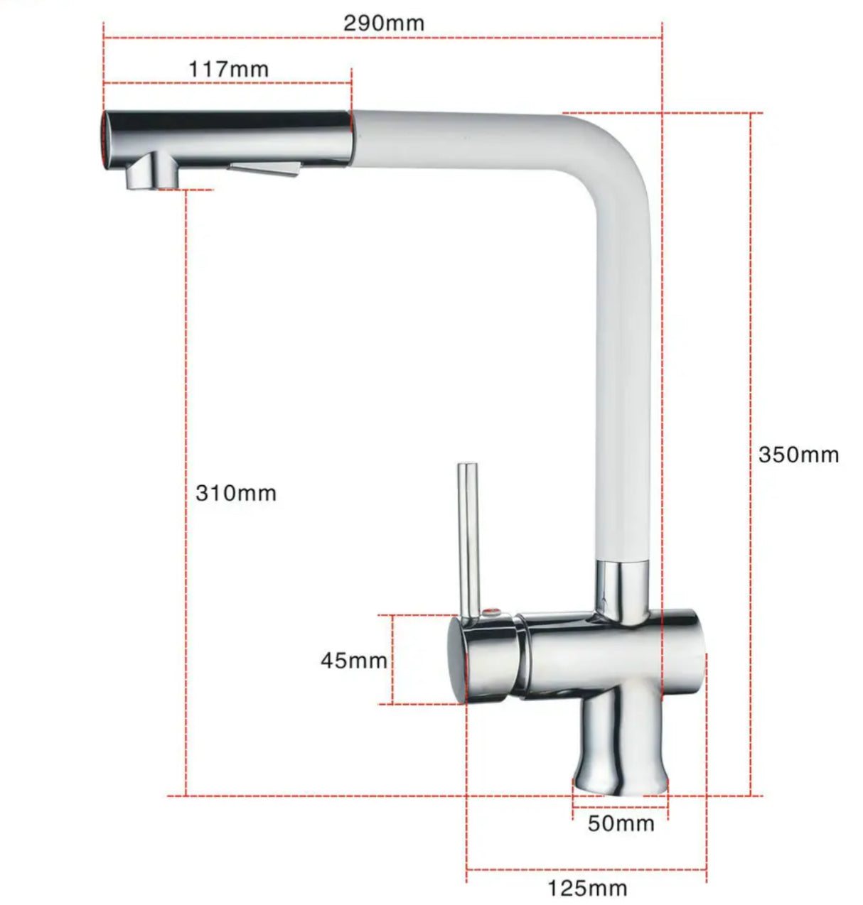 Kitchen faucet 0014 in white and chrome brass Argolide collection