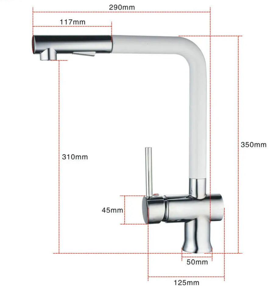 Robinet de cuisine 0014 en laiton blanc et chromé collection Argolide