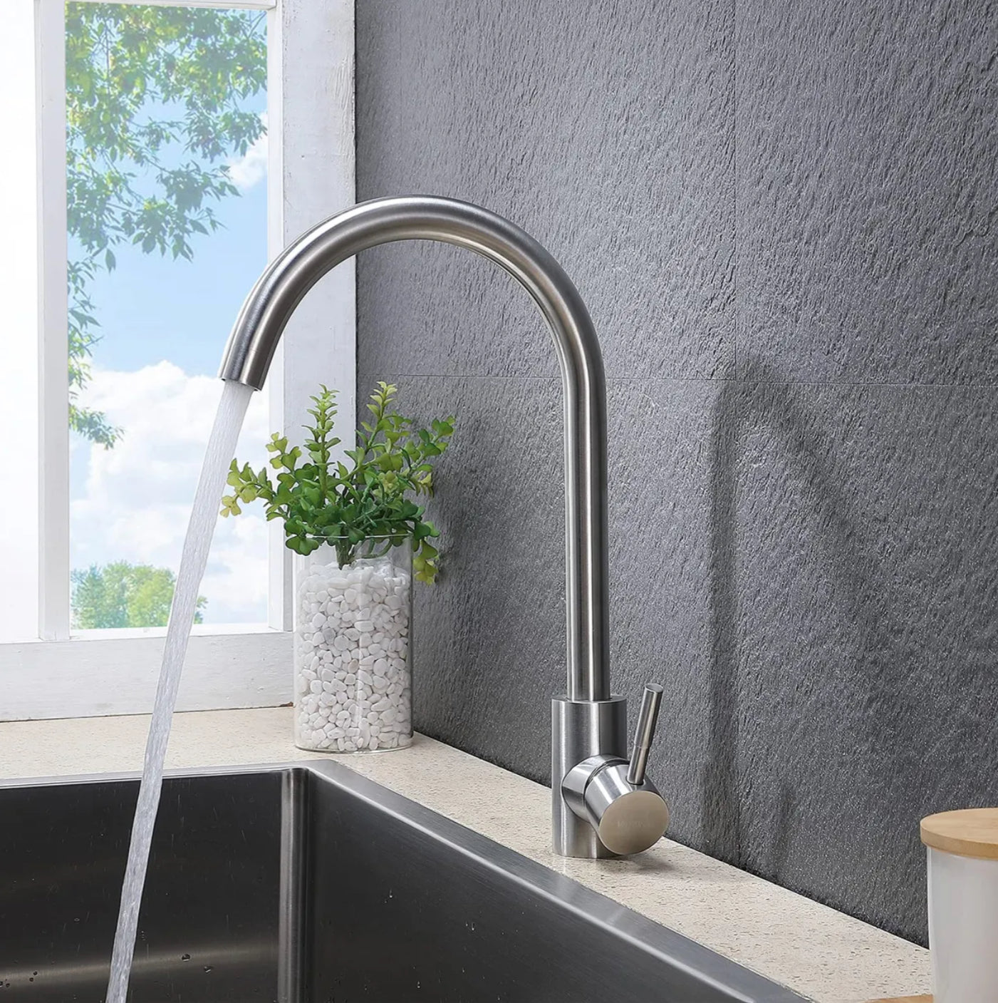 Robinet de cuisine KF811CP nickel brossé collection Eas