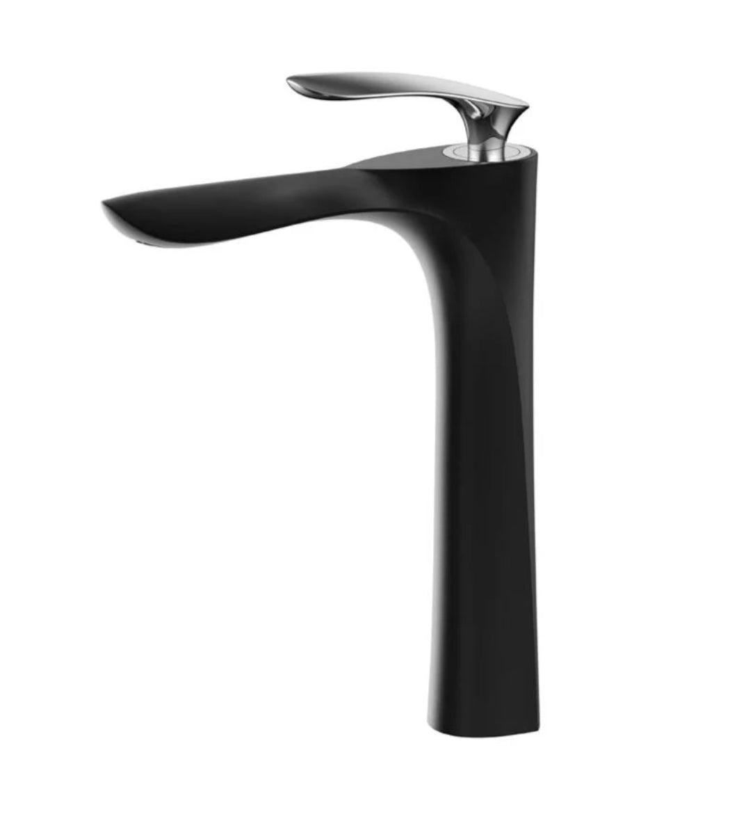Robinet de lavabo surélevé 205 en laiton noir et chrome collection Céphise