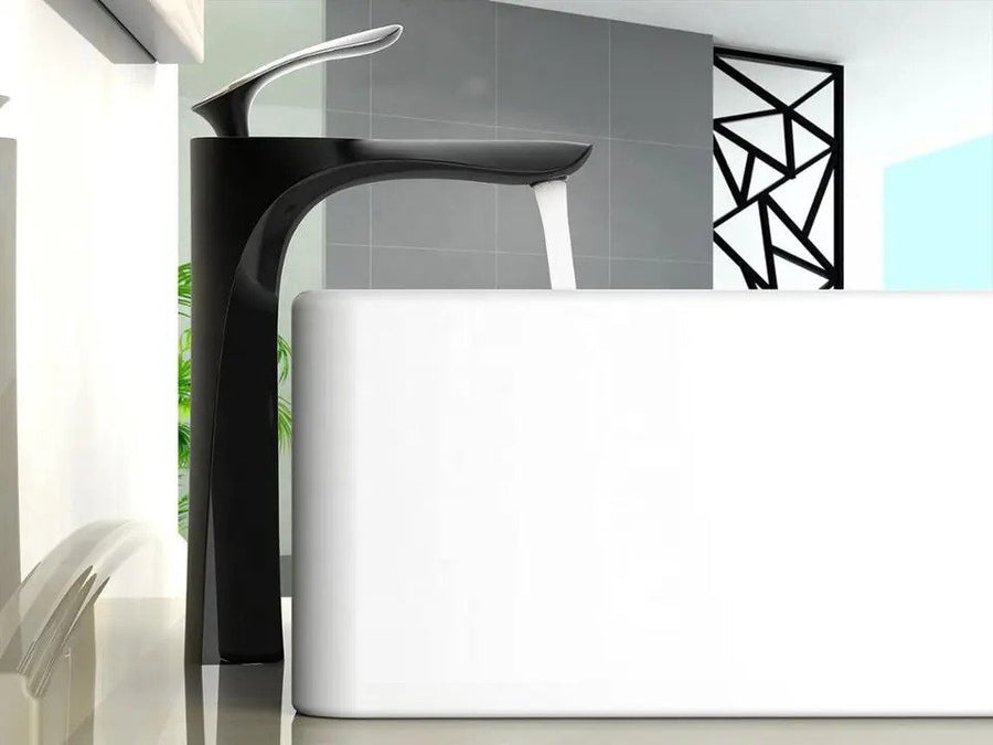 Robinet de lavabo surélevé 205 en laiton noir et chrome collection Céphise