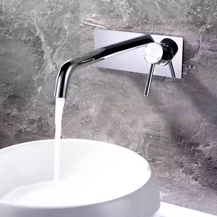 Robinet de lavabo mural 303 en laiton chromé collection Erymanthe