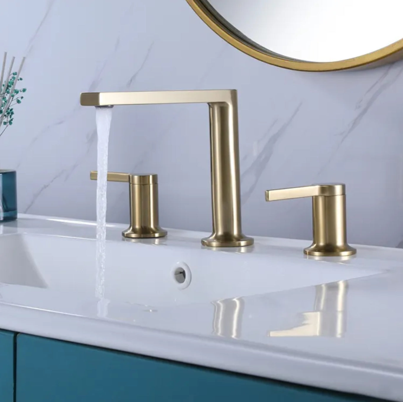 Robinet De Lavabo Salle De Bain HARNART - Mitigeur à Une Poignée Or Brossé - Acier Inoxydable 304 - Économie D'eau - 9