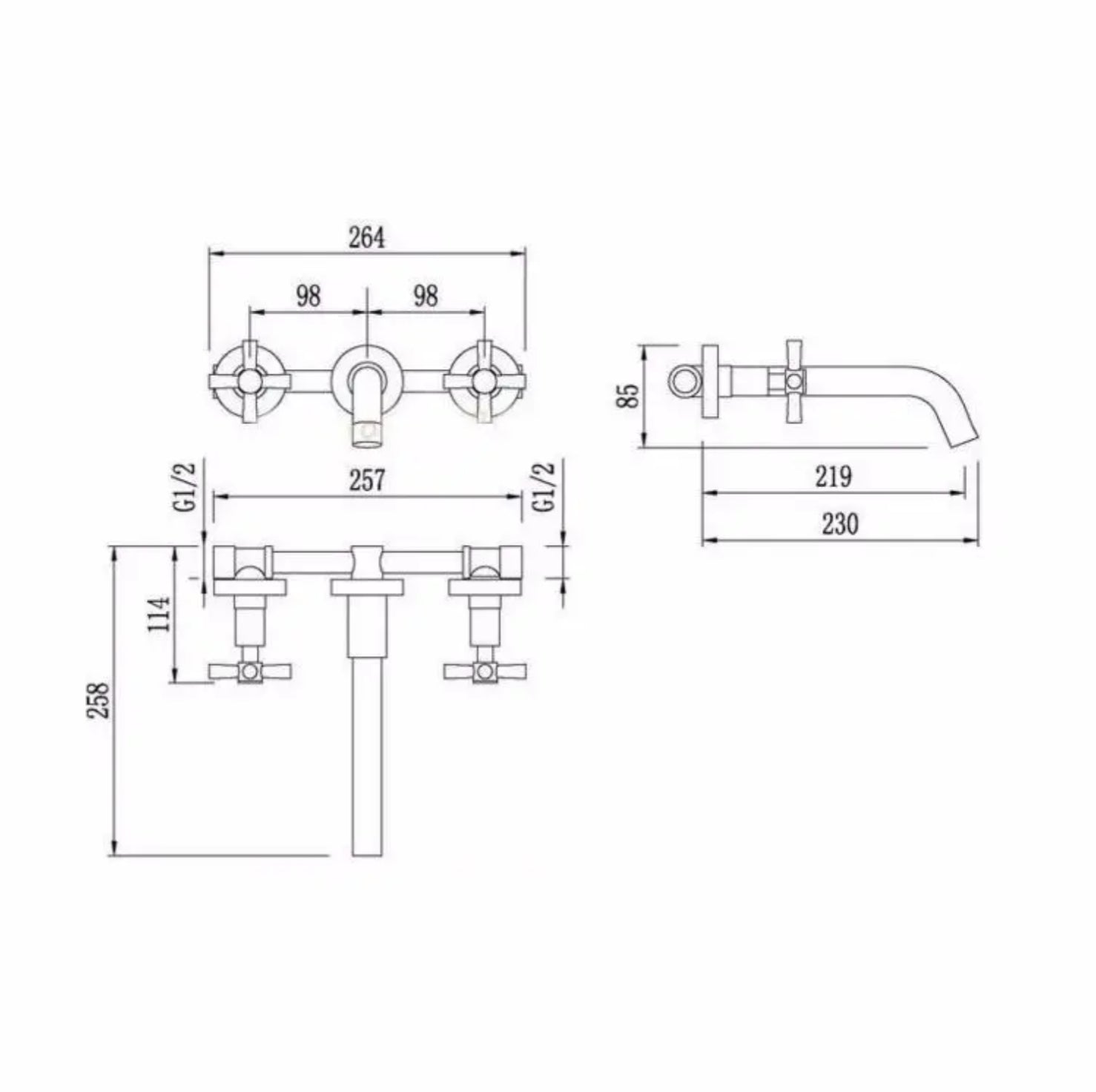 532 wall-mounted sink faucet in chrome-plated brass Erymanthe collection 