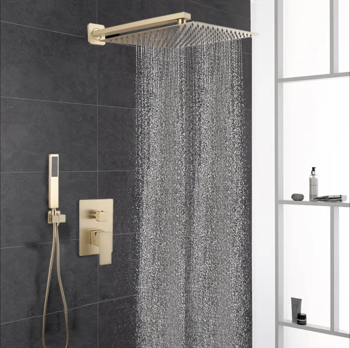 COMPOSITION DE DOUCHE ENCASTRÉE SC23 EN LAITON DORÉ BROSSÉ COLLECTION HALYS