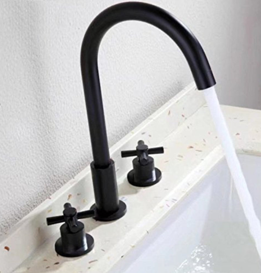 Robinet de lavabo fixation sur plage 700 en laiton noir collection Erymanthe