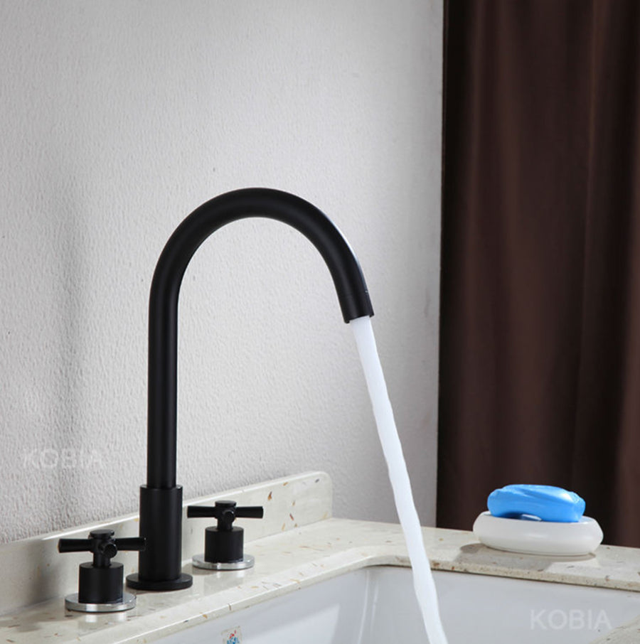 Robinet de lavabo fixation sur plage 700 en laiton noir collection Erymanthe