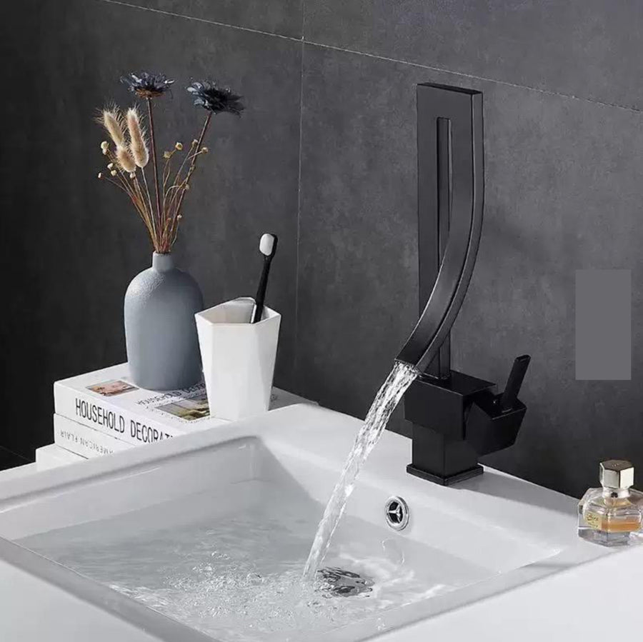 Robinet de lavabo sur plage 005 en laiton noir collection Alphée