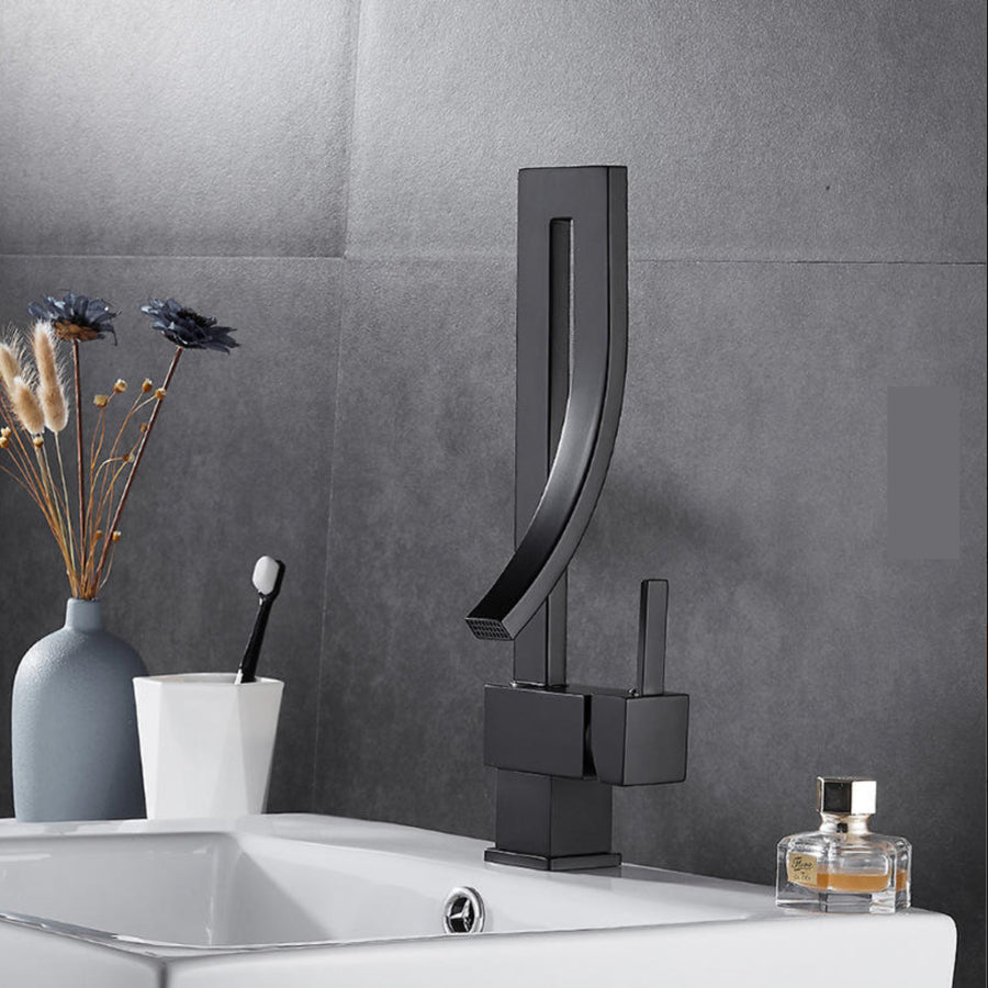 Robinet de lavabo sur plage 005 en laiton noir collection Alphée
