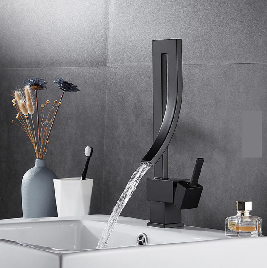 Robinet de lavabo sur plage 005 en laiton noir collection Alphée