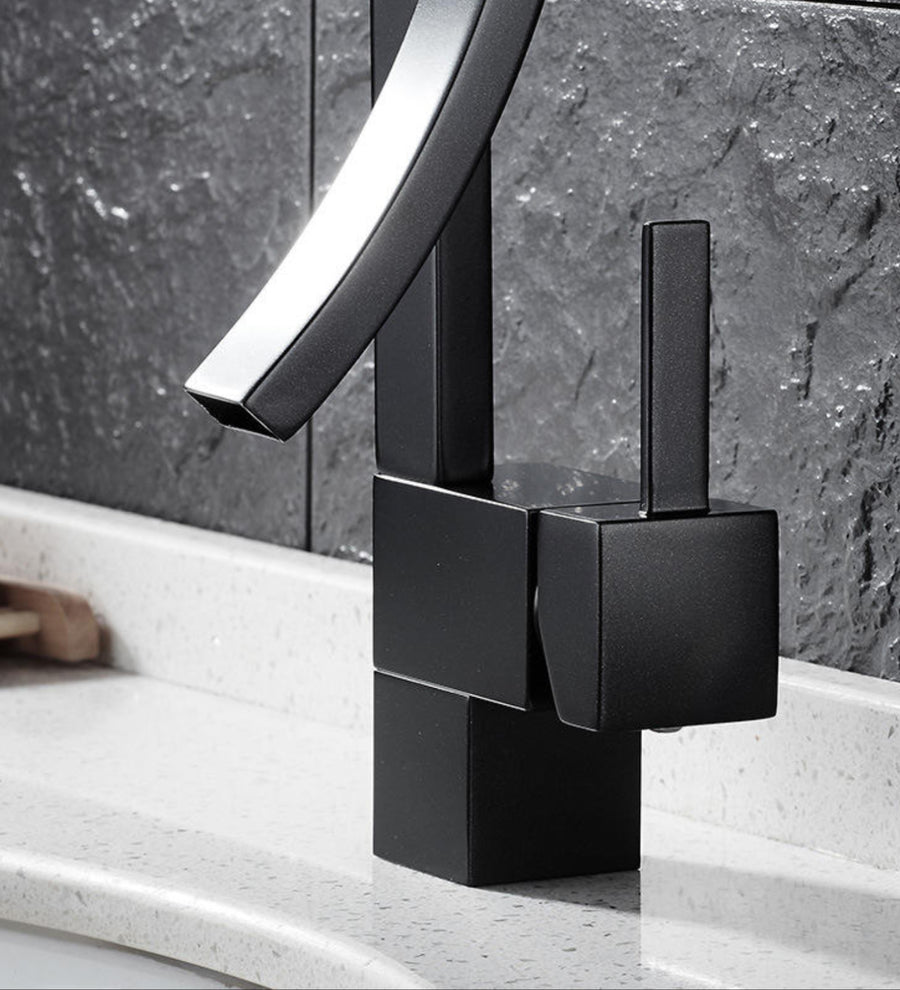 Robinet de lavabo sur plage 005 en laiton noir collection Alphée
