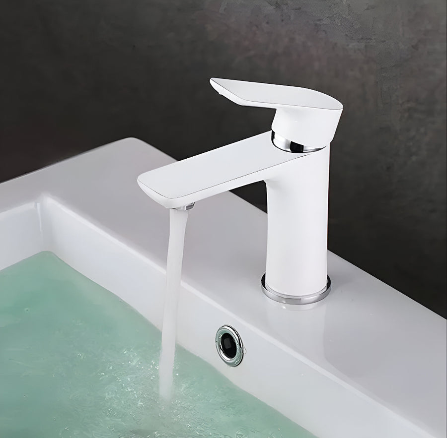 ROBINET DE LAVABO SUR PLAGE EN LAITON BLANC COLLECTION ARGOLIDE