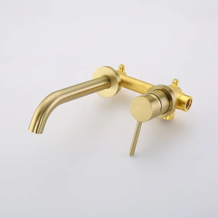 ROBINET DE LAVABO FIXATION MURALE 022 EN LAITON DORÉ BROSSÉ COLLECTION SCAMANDRE