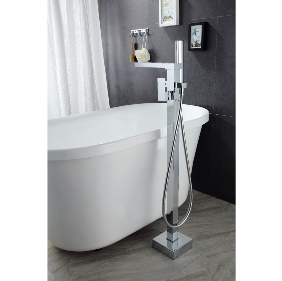 Robinet de baignoire au sol 014 en laiton chromé collection Enipée