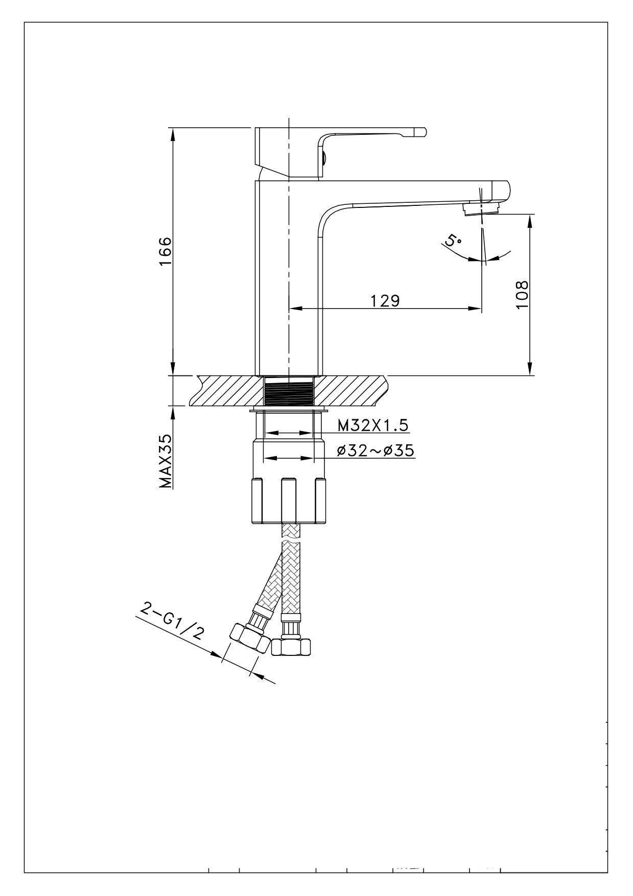 Robinet de lavabo sur plage 013 en laiton chromé collection Enipée