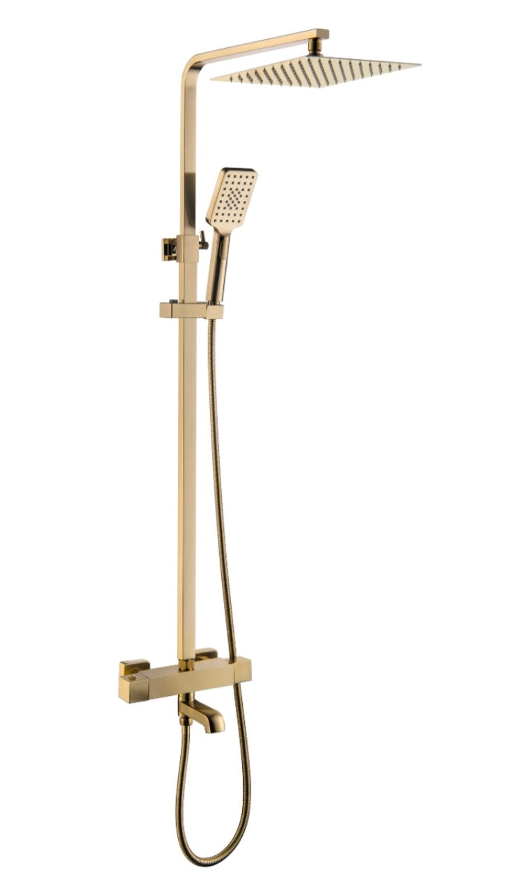 COLONNE DE DOUCHE THERMOSTATIQUE EN LAITON DORÉ BROSSÉ SC429 COLLECTION SCAMANDRE (OR MAT)