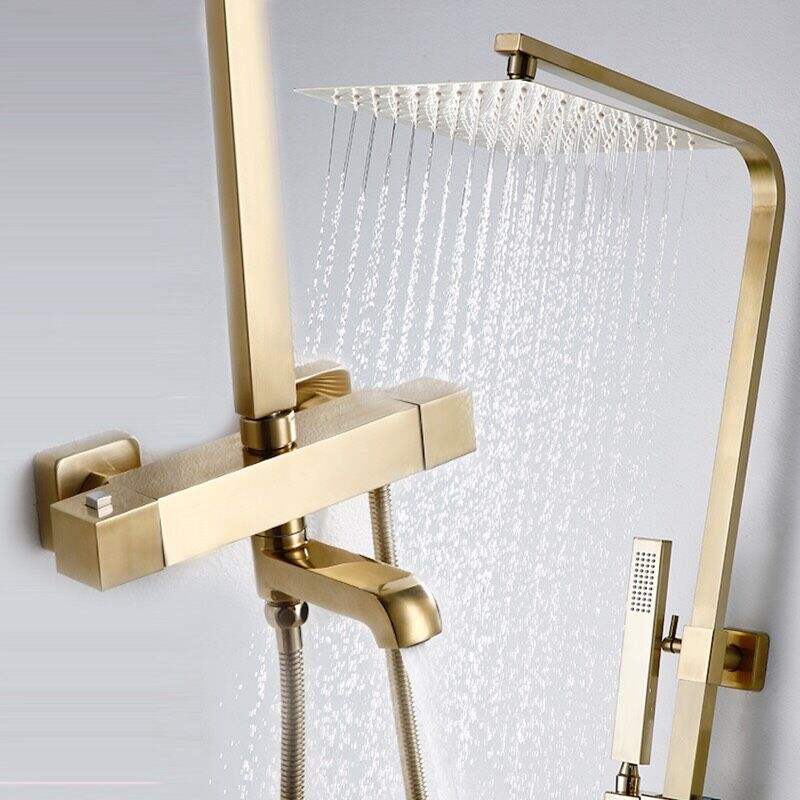 COLONNE DE DOUCHE THERMOSTATIQUE EN LAITON DORÉ BROSSÉ SC429 COLLECTION SCAMANDRE (OR MAT)