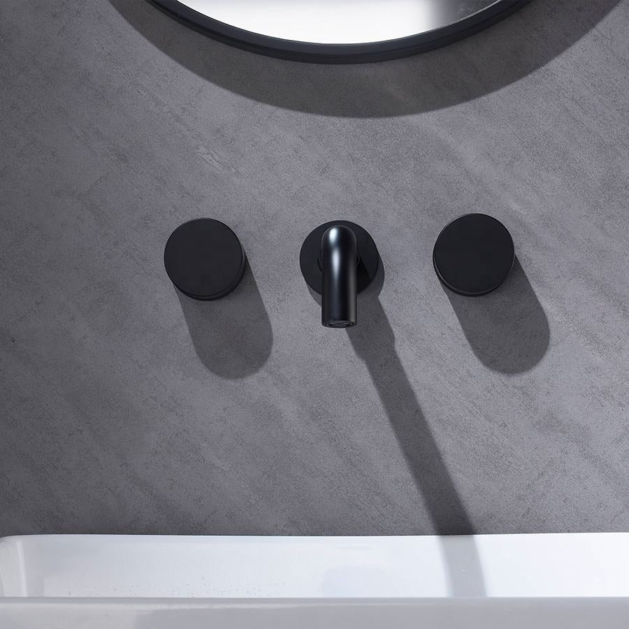 Robinet de lavabo mural 052 en laiton noir collection Céphise