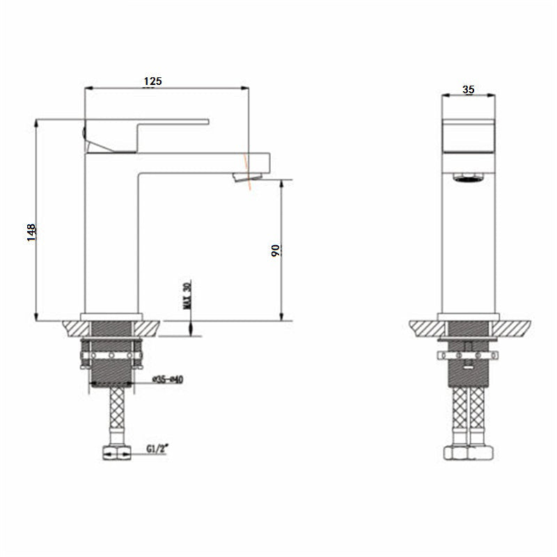 Deck-mounted sink faucet 001 in gun black brass Phasis collection