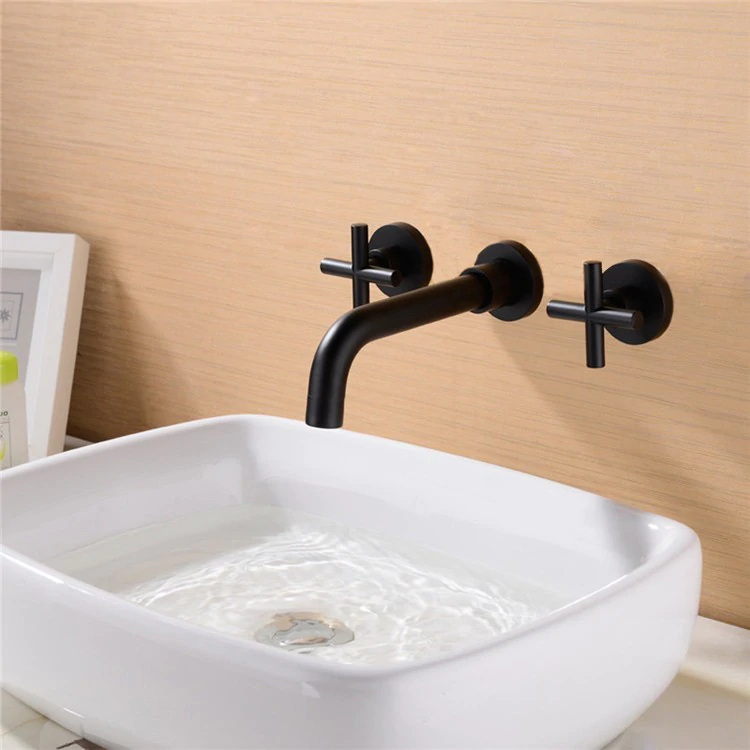 Robinet de Lavabo Mural 004 Céphise Noir Mat | HUDOR