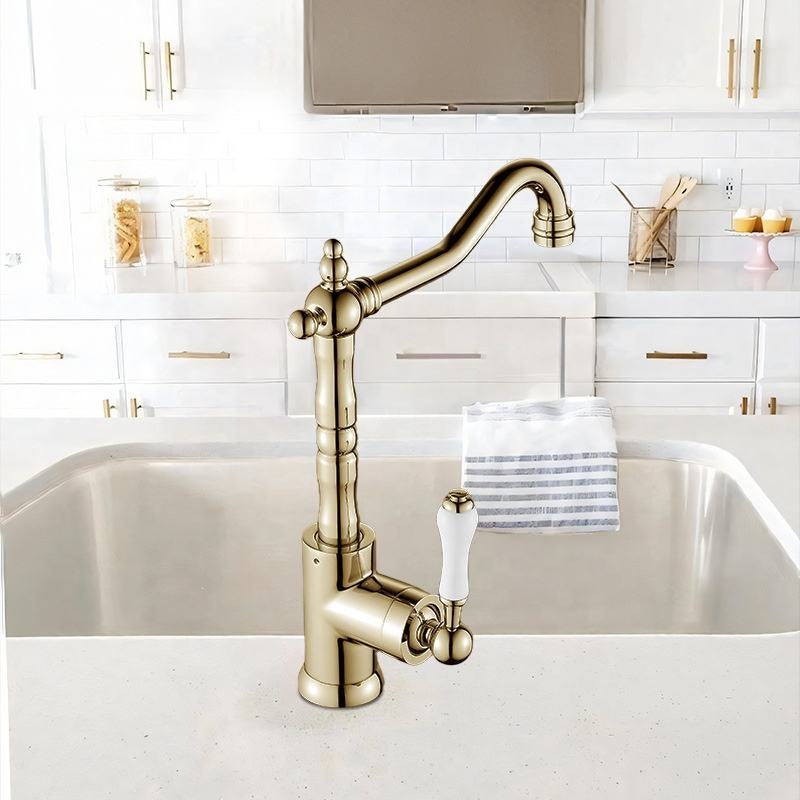 Brass kitchen faucet 025 in brushed gold brass Scamandre collection