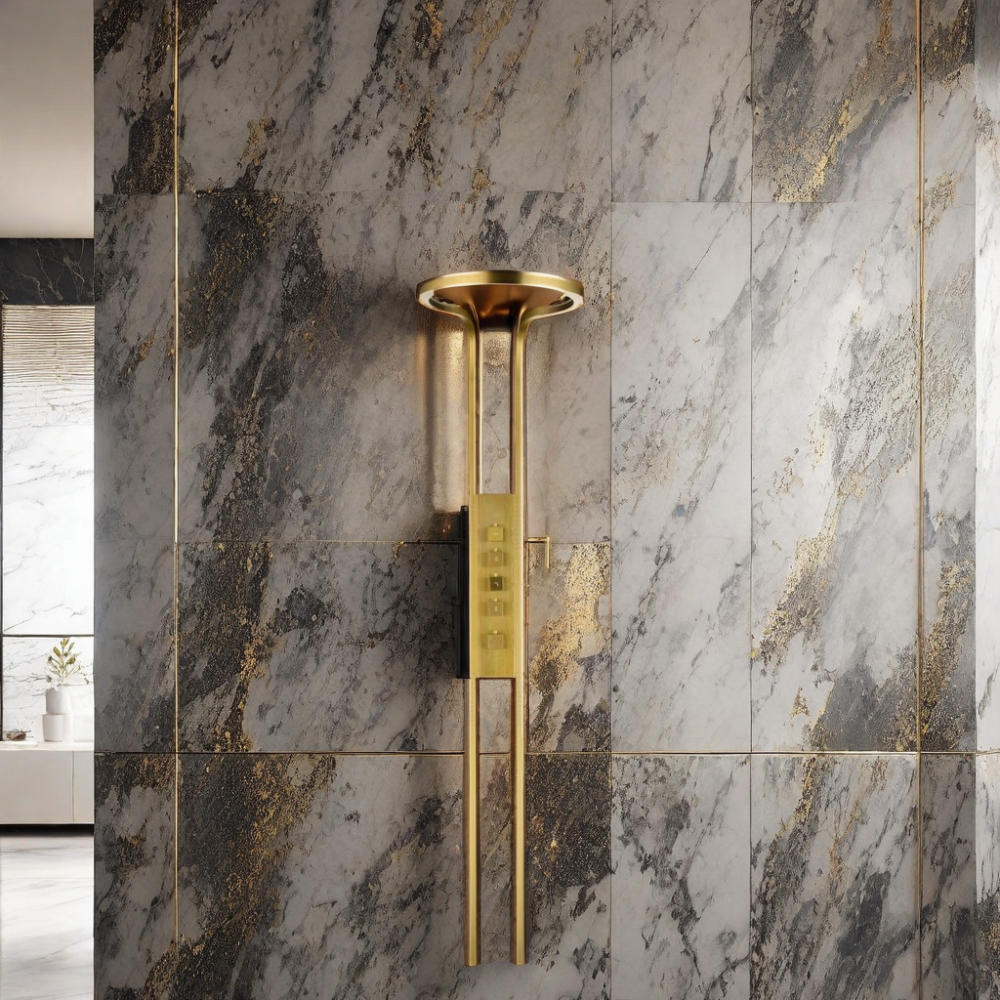 COLONNE DE DOUCHE SPA EN LAITON DORÉ BROSSÉ COLLECTION SCAMANDRE