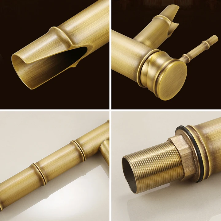 Brass kitchen faucet 025 in brushed gold brass Scamandre collection