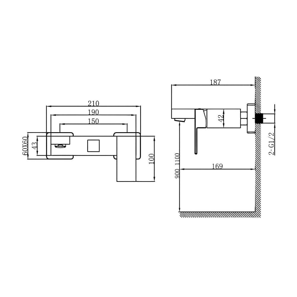 Robinet de baignoire à fixation murale 059 en laiton doré brossé collection Scamandre