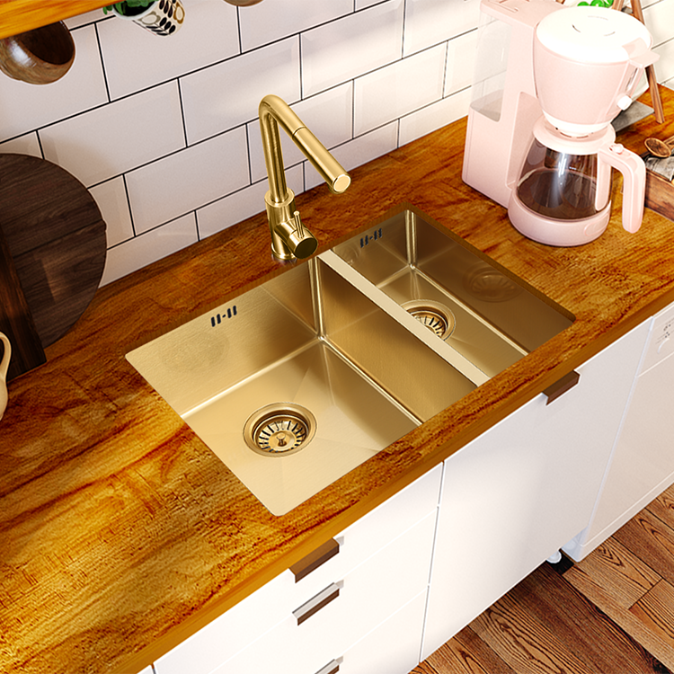 ÉVIER EN ACIER INOXYDABLE 002 DORÉ BROSSÉ COLLECTION SCAMANDRE