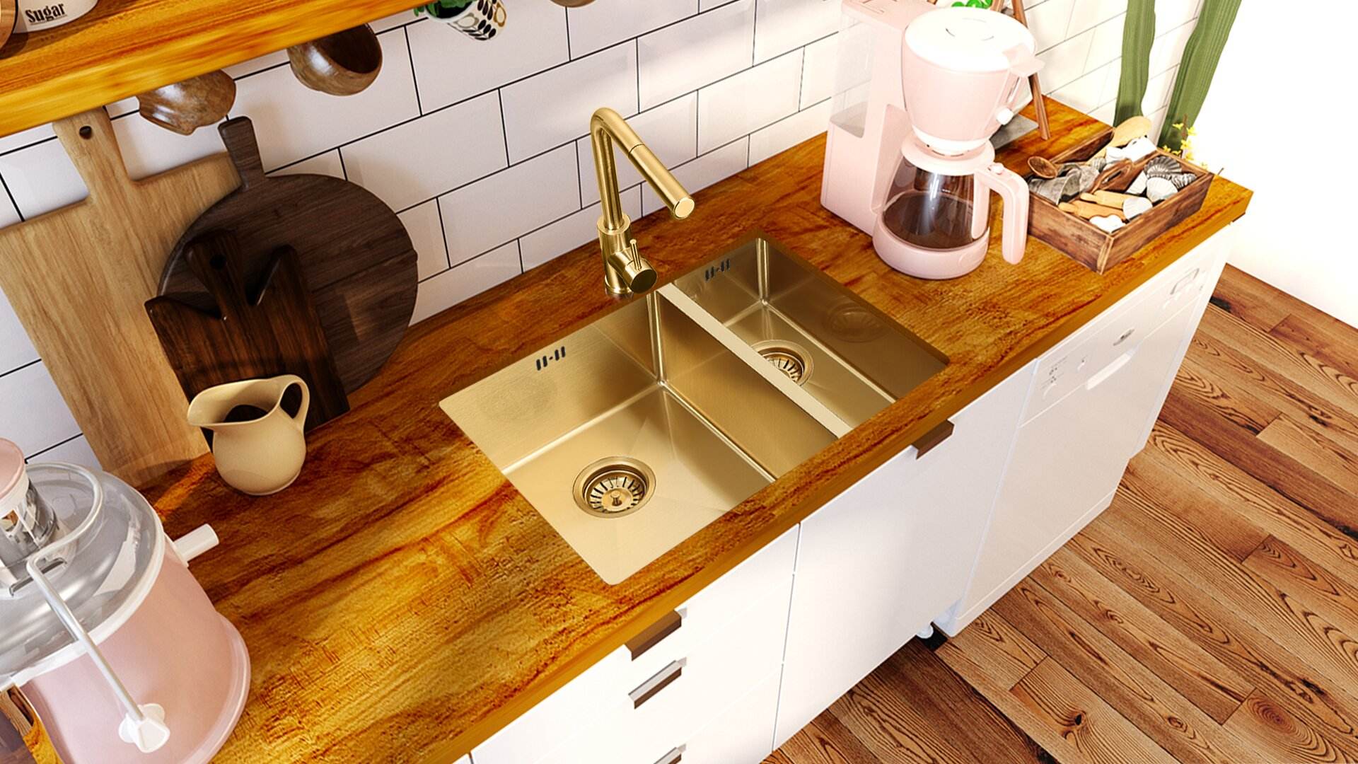 ÉVIER EN ACIER INOXYDABLE 002 DORÉ BROSSÉ COLLECTION SCAMANDRE