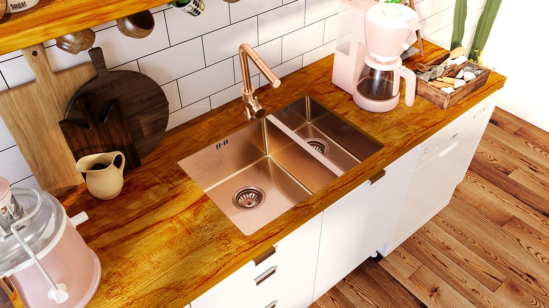 ÉVIER EN ACIER INOXYDABLE 002 ROSE DORÉ COLLECTION PENEÉ