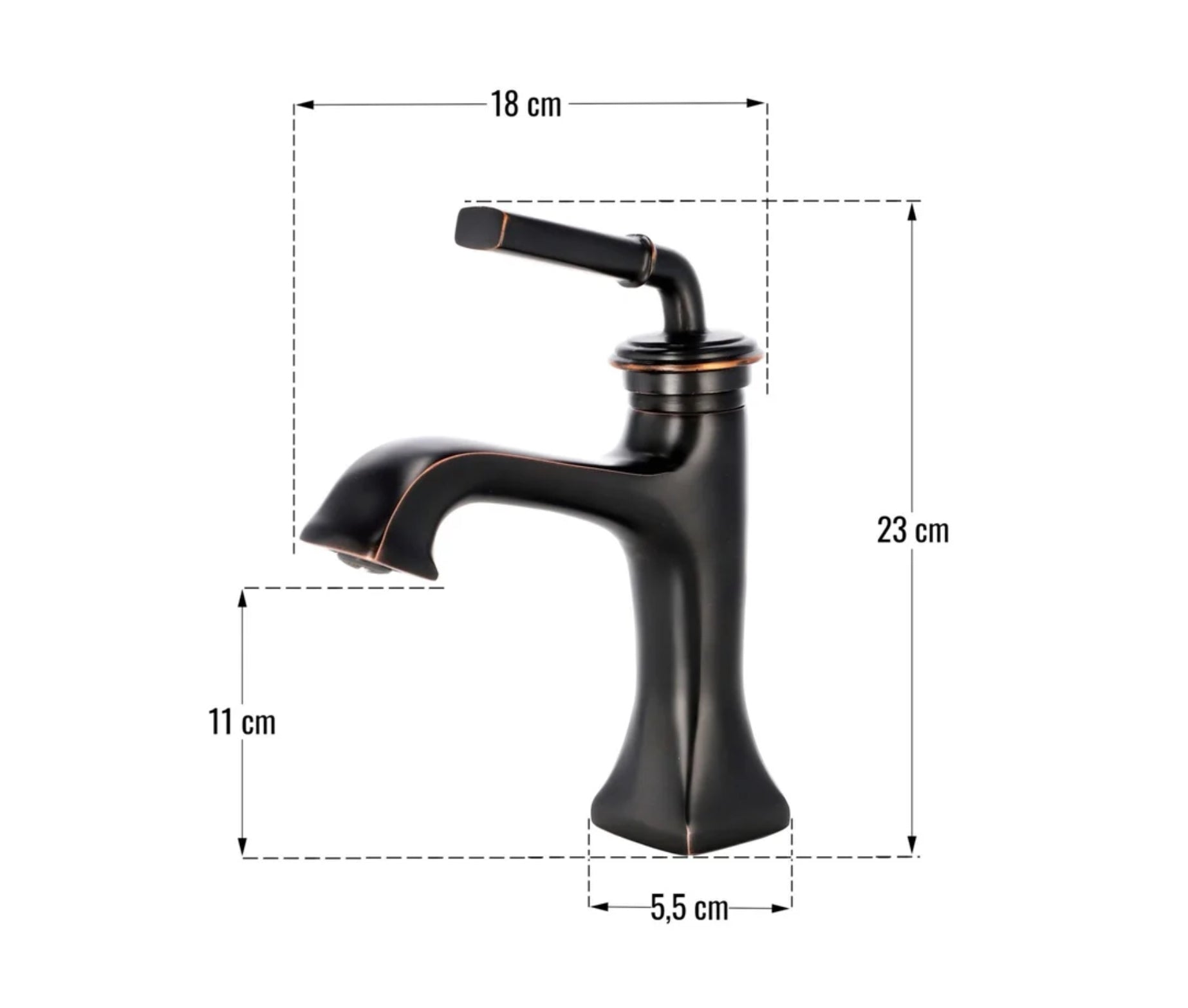 Grifo de lavabo de repisa 062 en latón negro de la colección Céphise
