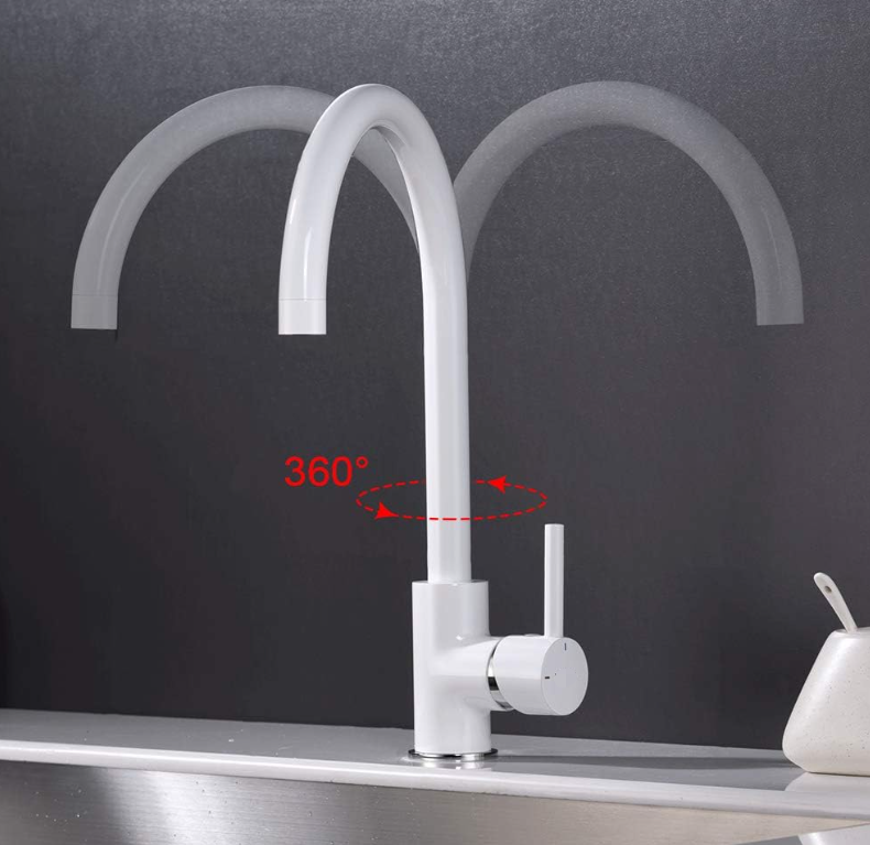 Kitchen faucet 024 in white brass Argolide collection