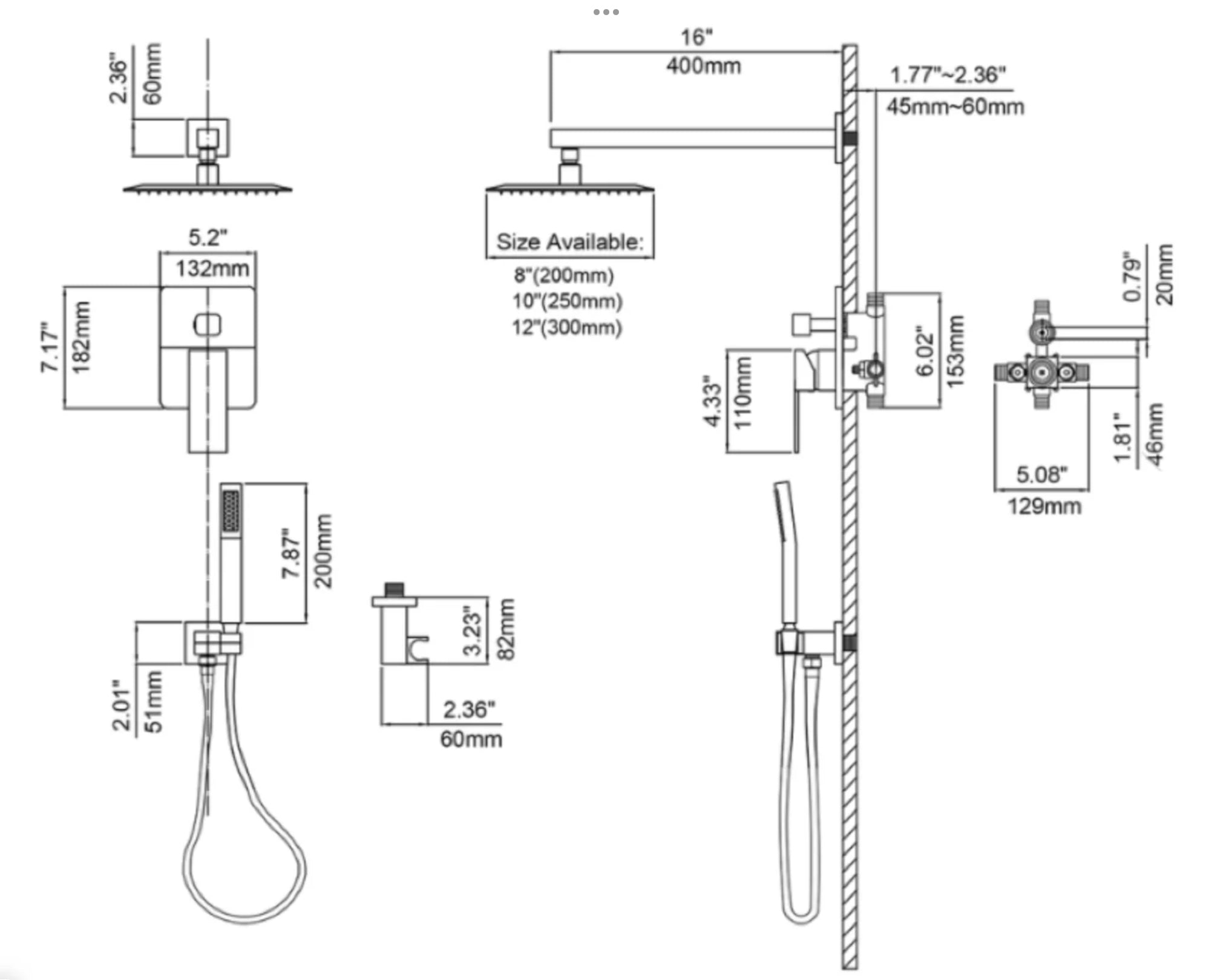 COMPOSITION DE DOUCHE EN LAITON NOIR ET ROSE DORÉE SC9210 COLLECTION PÉNÉE