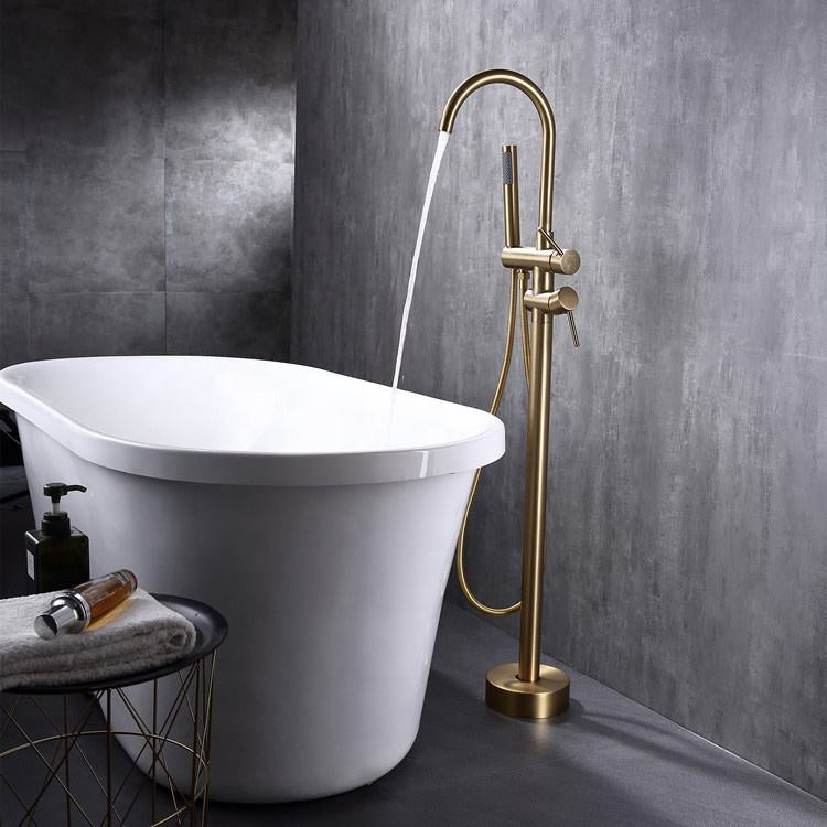 Floor Mounted Bathtub Faucet 007 Brushed Gold Scamandre Collection