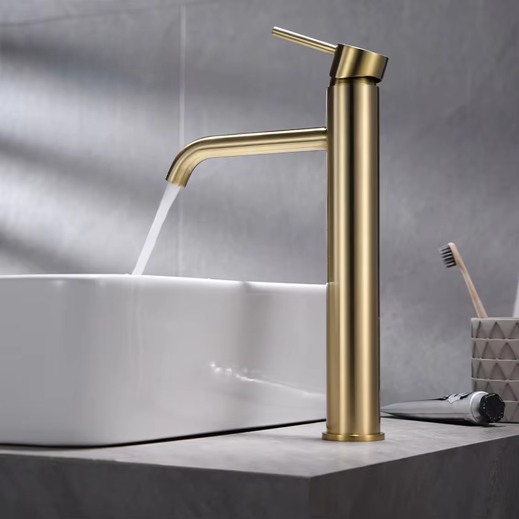 Scamandre collection 055 brushed gold brass raised basin faucet