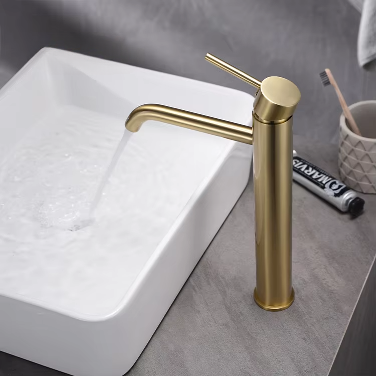 Scamandre collection 055 brushed gold brass raised basin faucet
