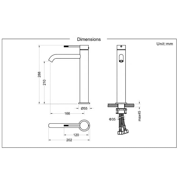 Scamandre collection 055 brushed gold brass raised basin faucet