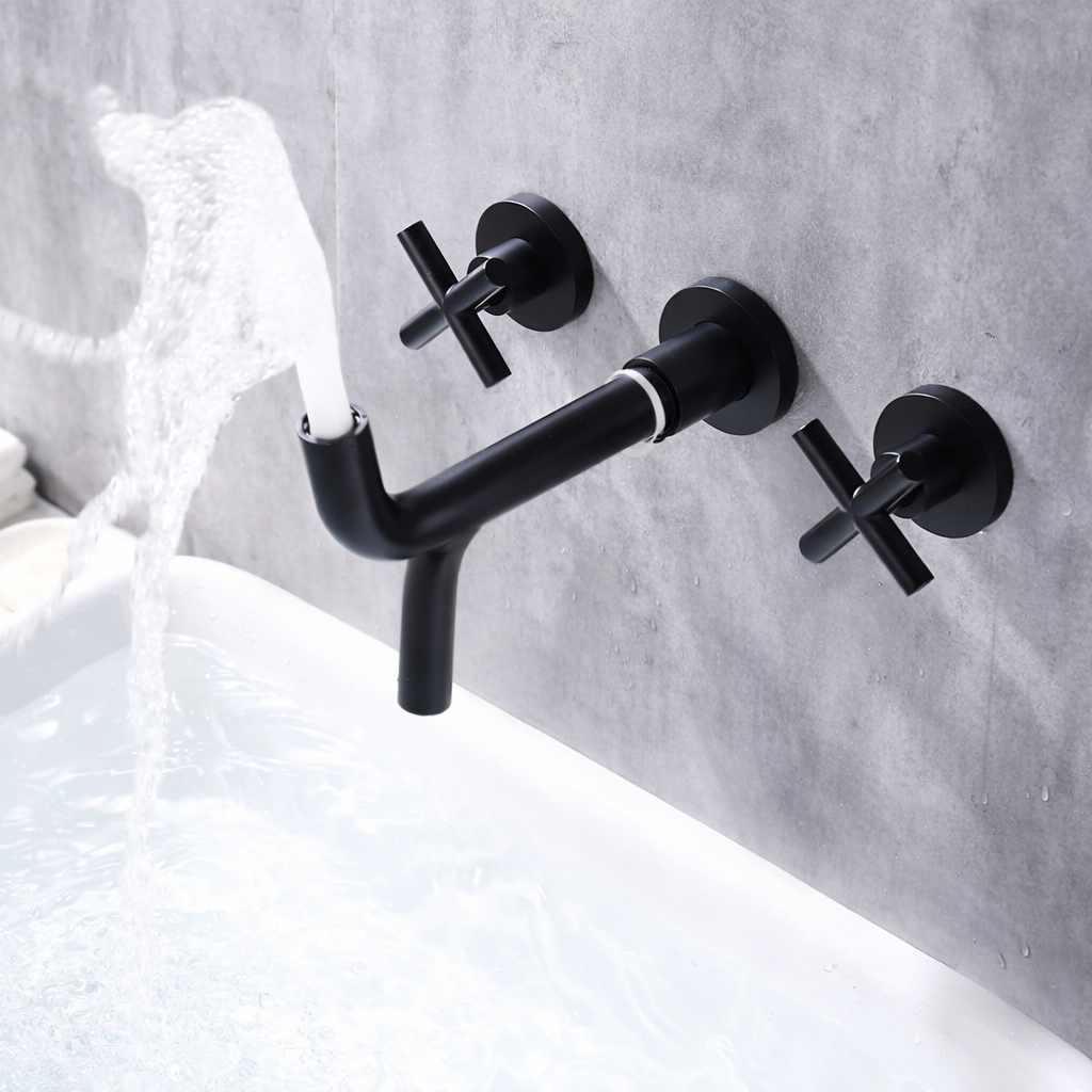 Robinet de Lavabo Mural 004 Céphise Noir Mat | HUDOR