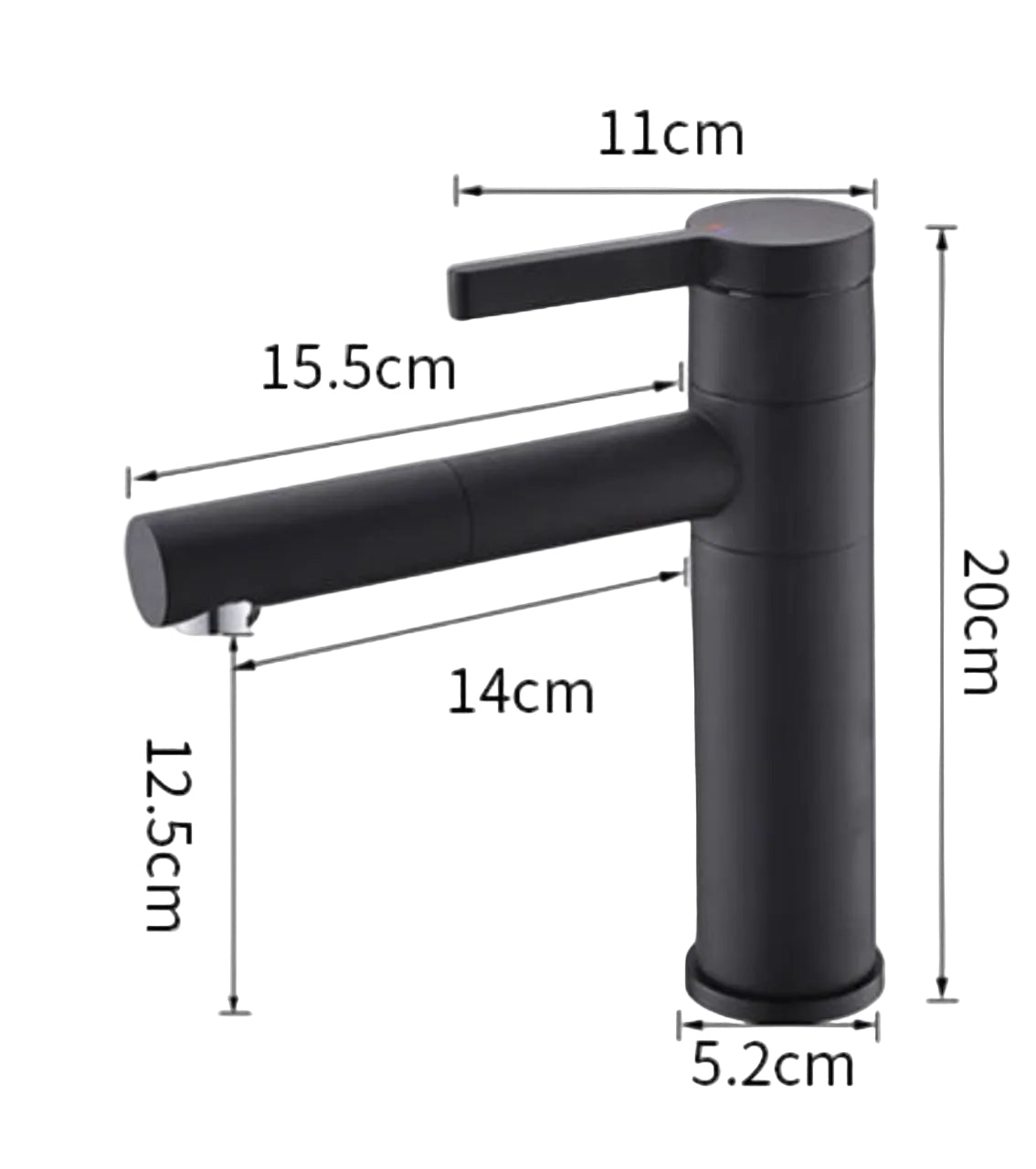 Grifo para lavabo de sobre encimera en latón negro mate BNF605B Colección Céphise