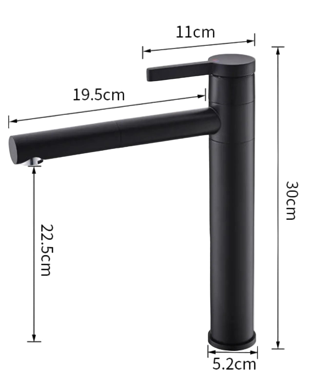 Grifo para lavabo elevado de latón negro mate colección Céphise 80327B