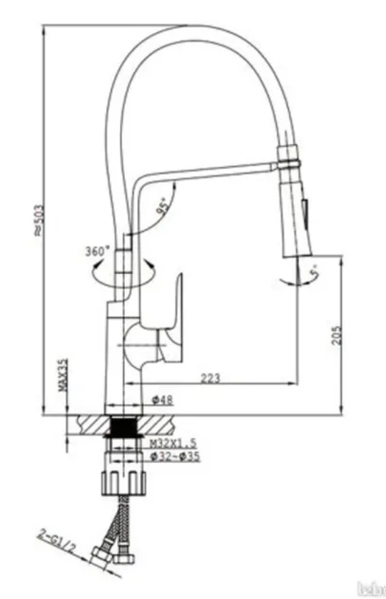 Kitchen faucet 005 in brass Céphise collection