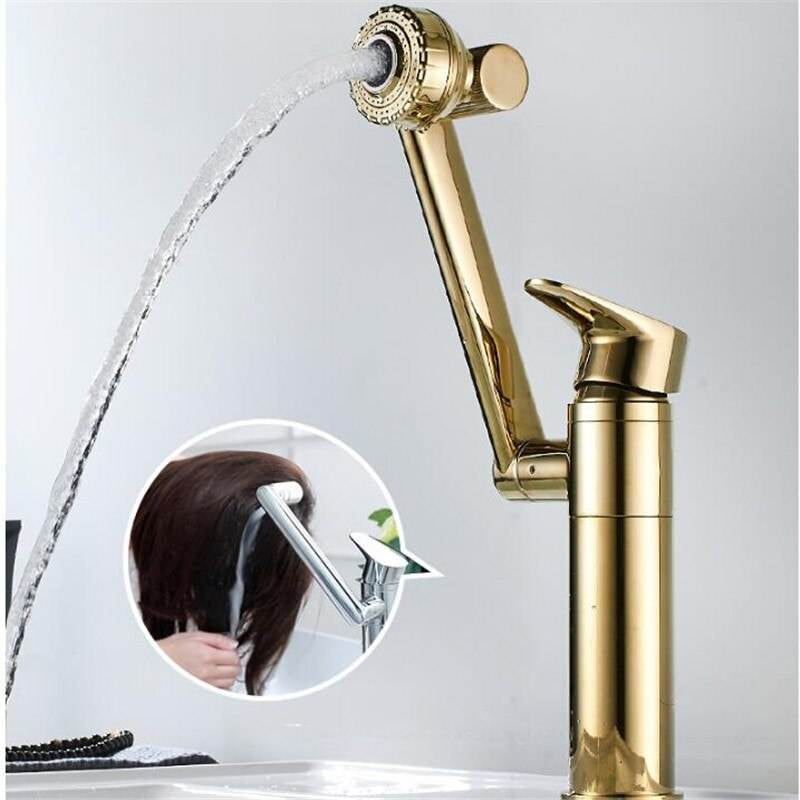Robinet de Lavabo Design à Tête Modulable Doré – HUDOR